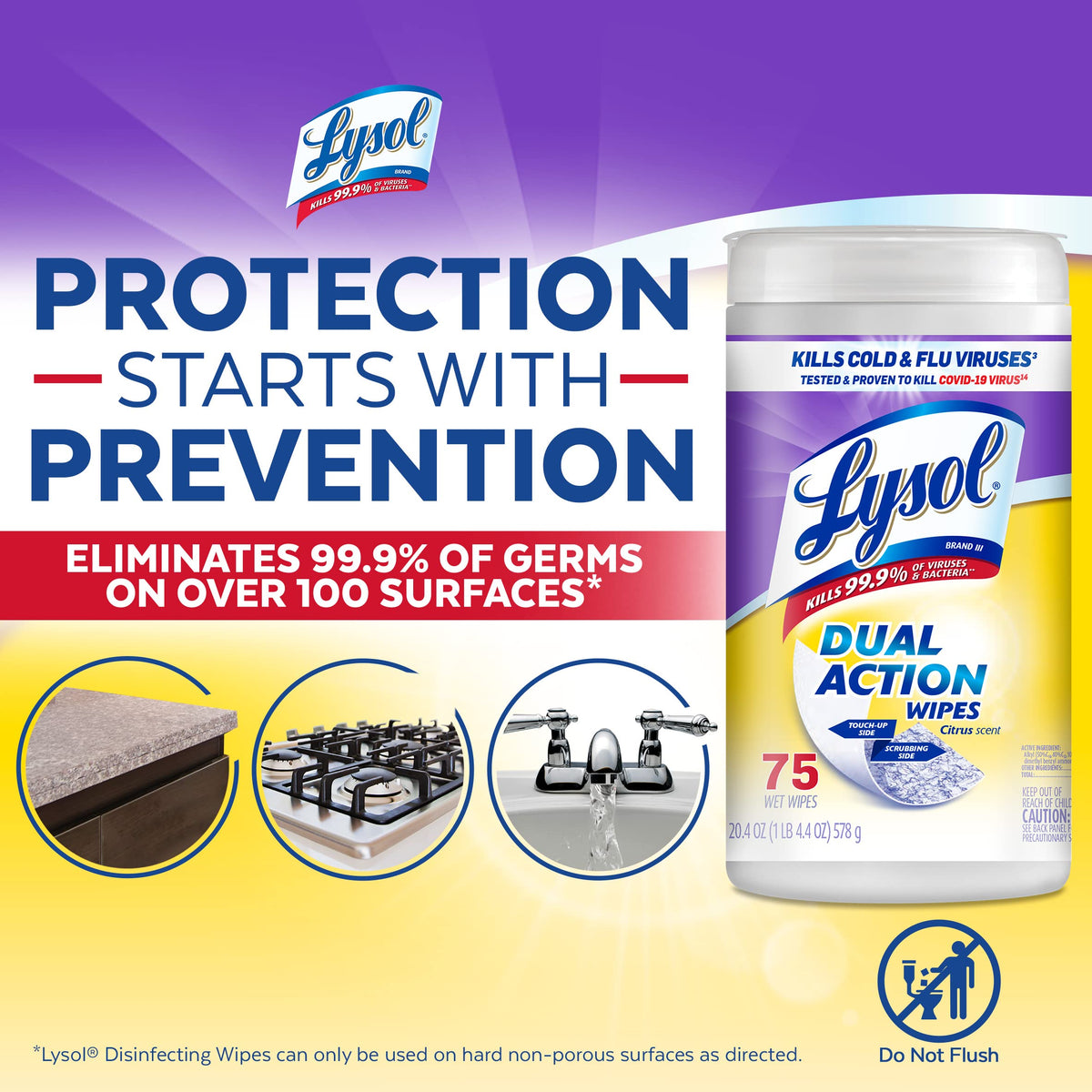 Lysol 75 count / 75 Count (Pack of 2) / A2561 Disinfectant Wipes