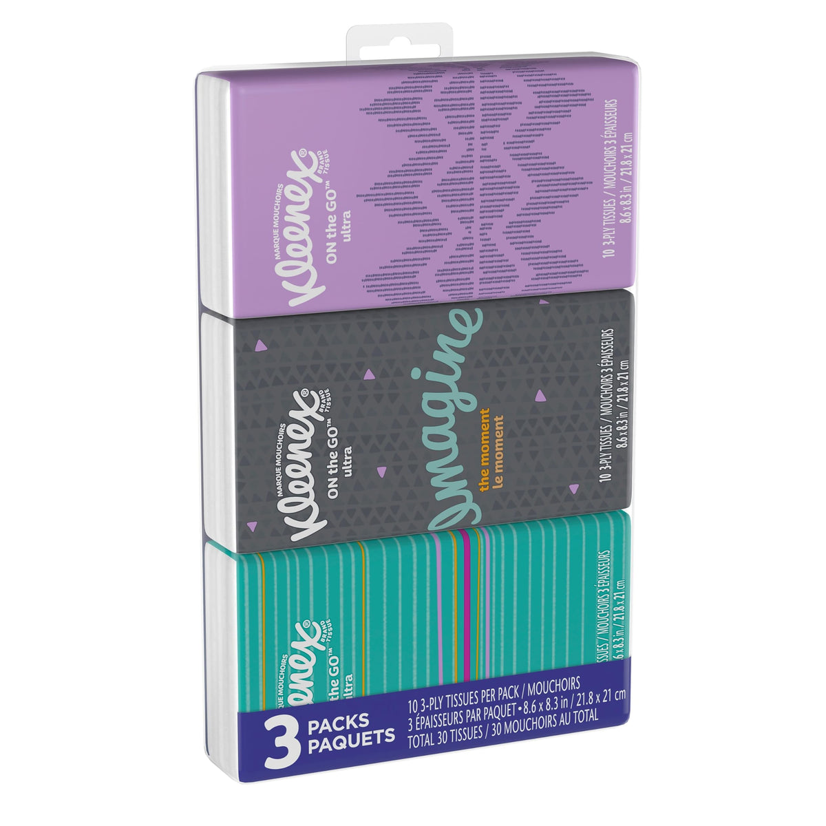 Go Pack Facial Tissues by Kleenex – 10 Count (Pack of 3), Paper, White, Pack of 3, Model 11976