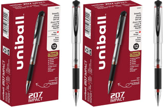 Signo 207 Impact Gel Pen by Uni-Ball – 12 count (Pack of 2), Plastic, Red, Model 65802