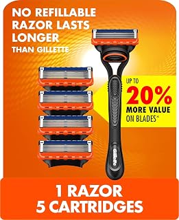 Fusion5 Razor for Men, 1 Gillette Razor Handle, 5 Razor Blade Refills, with Lubrastrip, for a Close Shave