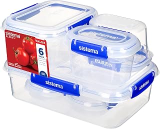 Sistema 881760 Storage Container, Clip-It Plus, Starter, Set of 6, Microwave Safe, Dishwasher Safe