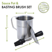 Sauce Pot and Basting Brush Set by Cuisinart – Holds 16 fl oz, Stainless Steel, Sauce Pot and Basting Brush Set, Model CBP-116
