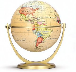 Generic Mini World Map Globe English Edition Desktop Rotating Earth Geography Globe Teaching Tool for Home School Office Learning, Durable Plastic, Vintage Style, 6.9oz