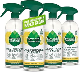 Seventh Generation All Purpose Cleaning Spray Surface Cleaner Lemon Chamomile scent Cuts Grease 23 oz, Pack of 4