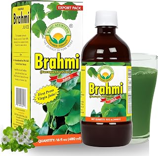 BASIC AYURVEDA Bacopa Monnieri (Brahmi) Juice | 16.23 Fl Oz (480ml) | Natural Brain & Memory Support | Herbal Tonic for Focus, Clarity & Wellness | No Sugar, Non-GMO & Vegan
