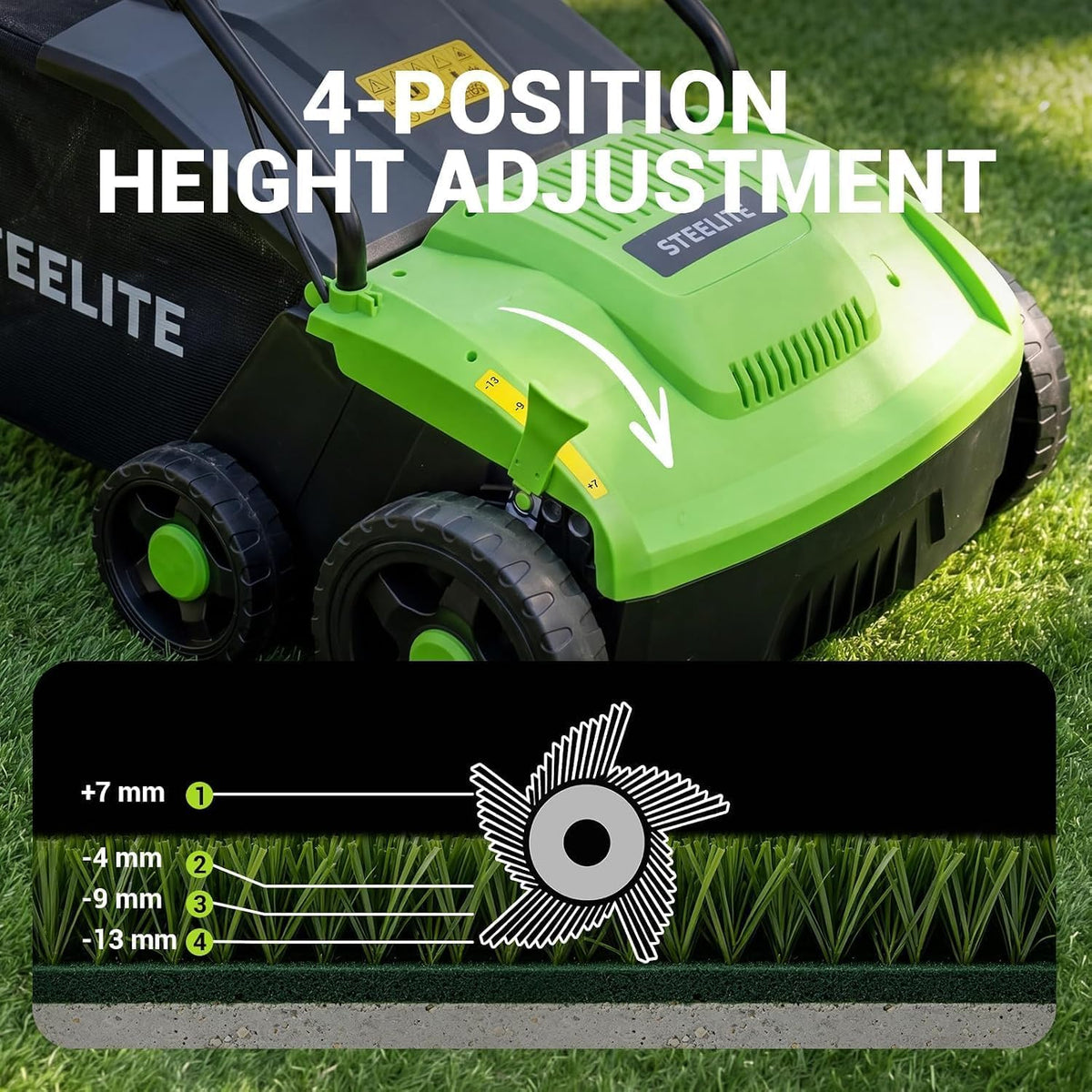 13" Artificial Turf Sweeper by Steelite – Stainless Steel, green and gray, Model AZDG935