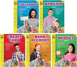 Remedia Publications Life Skills Math Series - 5-Book Set: Checkbook Math, Credit Card Math, Bank Account Math, Bargain Math, Budget Math - Real-Life Money Skills for Grades 6–8