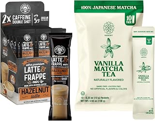 The Frozen Bean Hazelnut Frappe & Latte Instant Mix (20 Sticks) - The Harmony Matcha Vanilla (10 Sticks)