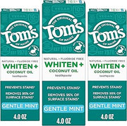 Tom's of Maine Whiten and Coconut Oil Toothpaste, Gentle Mint, 3 Pack, 4 oz