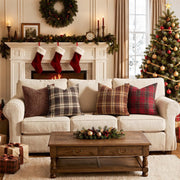 Miulee Plaid Cushion Covers, 18 x 18 Inches, Red