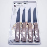 Lifetime Brands 4 Piece Wooden Handle Steak Knife Set - 4.5 inch (11.4cm)