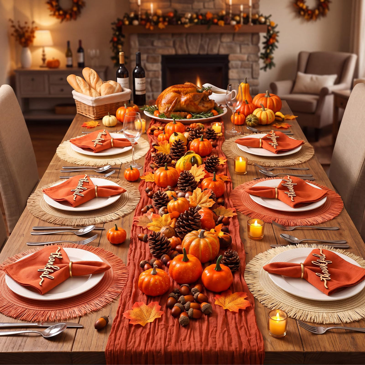 Batiyeer Thanksgiving Table Setting Kit, 71 Pieces, Terracotta