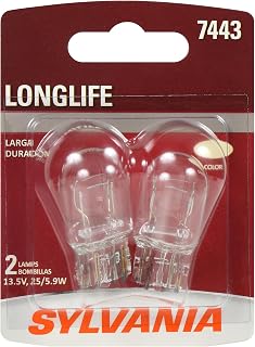 SYLVANIA 7443 Long Life Miniature - Bulb, Ideal for Daytime Running Lights (DRL) and Back-Up/Reverse Lights (Contains 2 Bulbs)