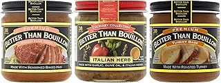 Better Than Bouillon Base Variety Pack, 1 Premium Baked Ham Base, 1 Culinary Collection Italian Herb Base, 1 Premium Turkey Base, 8 Ounce Jars (Pack of 3)