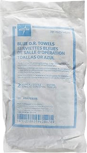 Medline Standard Sterile Disposable OR Towels, Blue, 27" Length, Pack of 2
