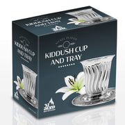 Ner Mitzvah Kiddush Goblet with Tray, 6 Ounces, Modern Design