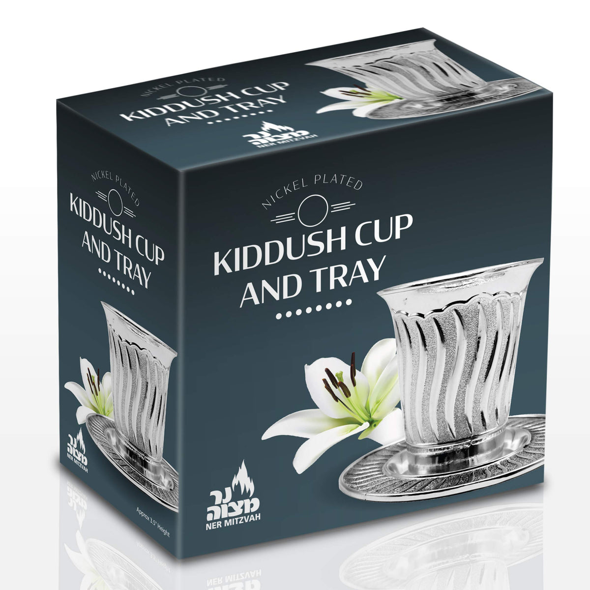Ner Mitzvah Kiddush Goblet with Tray, 6 Ounces, Modern Design
