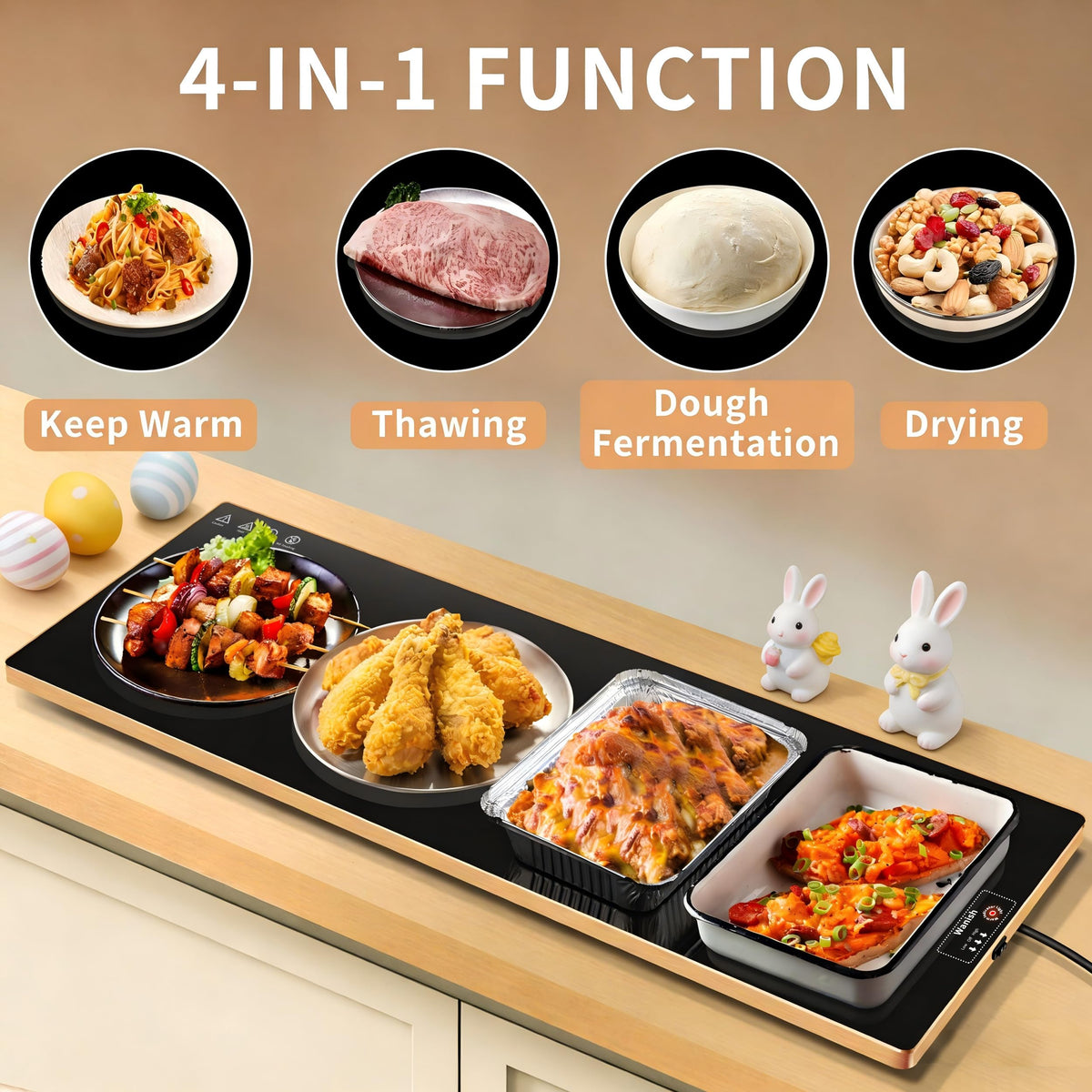 Wanish Warming Tray, Extra Long 40 x 12 Inch Tempered Glass, Black
