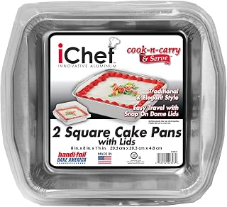 Handi-Foil iChef Square Cake Pans, w/ Lids, 2 ct