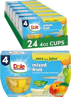 Dole Fruit Bowls Mixed Fruit in 100% Juice Snacks, 4oz 24 Total Cups, Gluten & Dairy Free, Bulk Lunch Snacks for Kids & Adults