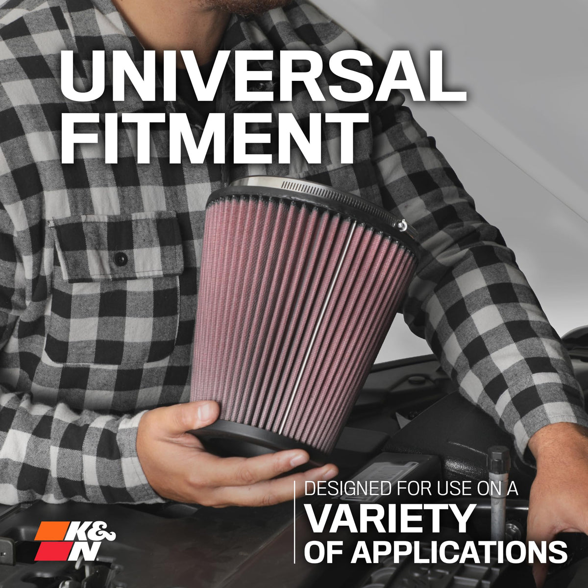 High-Flow Original Lifetime Universal Clamp-On Air Filter: High Performance by K&N – 6 In, Rubber, Model RU-5173