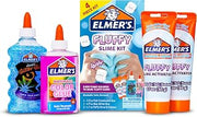 Elmer’s Fluffy Slime Kit, Includes Translucent Color Glue, Glitter Glue, Fluffy Slime Activator, 4 Count - Perfect for Birthday Parties, Summer Fun, Creative Kids Activity