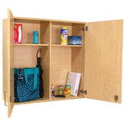4-Compartment Wall Cabinet 37" Wide (Fully Assembled by Tot Mate – 3/4" Thick Industrial Grade Wood Composite Core With Laminate Surfacing, Maple/Maple, Model TMW301