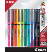 Precise V5 Rollerball Pens by PILOT – 1 Count (Pack of 10), Plastic, Assorted Colors, Pack of 10, Model 12562