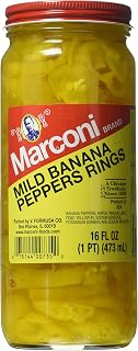 Marconi Mild Banana Pepper Rings | Sliced Pickled Peppers for Sandwiches, Pizza, Salads & More | 16oz