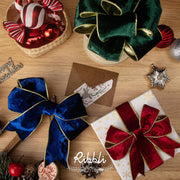Ribbli Crushed Velvet Ribbon, 2.5 Inch Wide, 10 Yards, Red with Gold Metallic Back