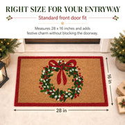Willbond Christmas Coir Doormat, 28 x 16 Inches, Red Green Yellowish Brown