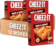 Cheez-It Cheese Crackers, Baked Snack Crackers, Office and Kids Snacks, Hot and Spicy, 5.25lb Case (12 Boxes)