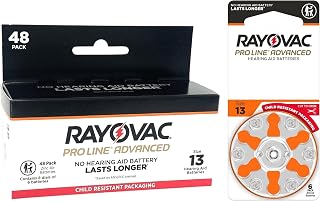 Rayovac Proline Advanced Hearing Aid Batteries | Size 13 | World's Longest Lasting Battery | Child-Resistant Packaging (48)
