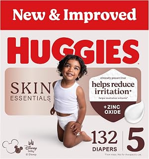 HUGGIES Skin Essentials Diapers Size 5, 132 Count (2 Packs of 66)