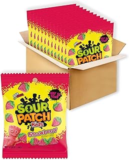Sour Patch Kids Strawberry Soft & Chewy Gummy Candy, Bulk Candy, 12 - 3.6 oz Bags