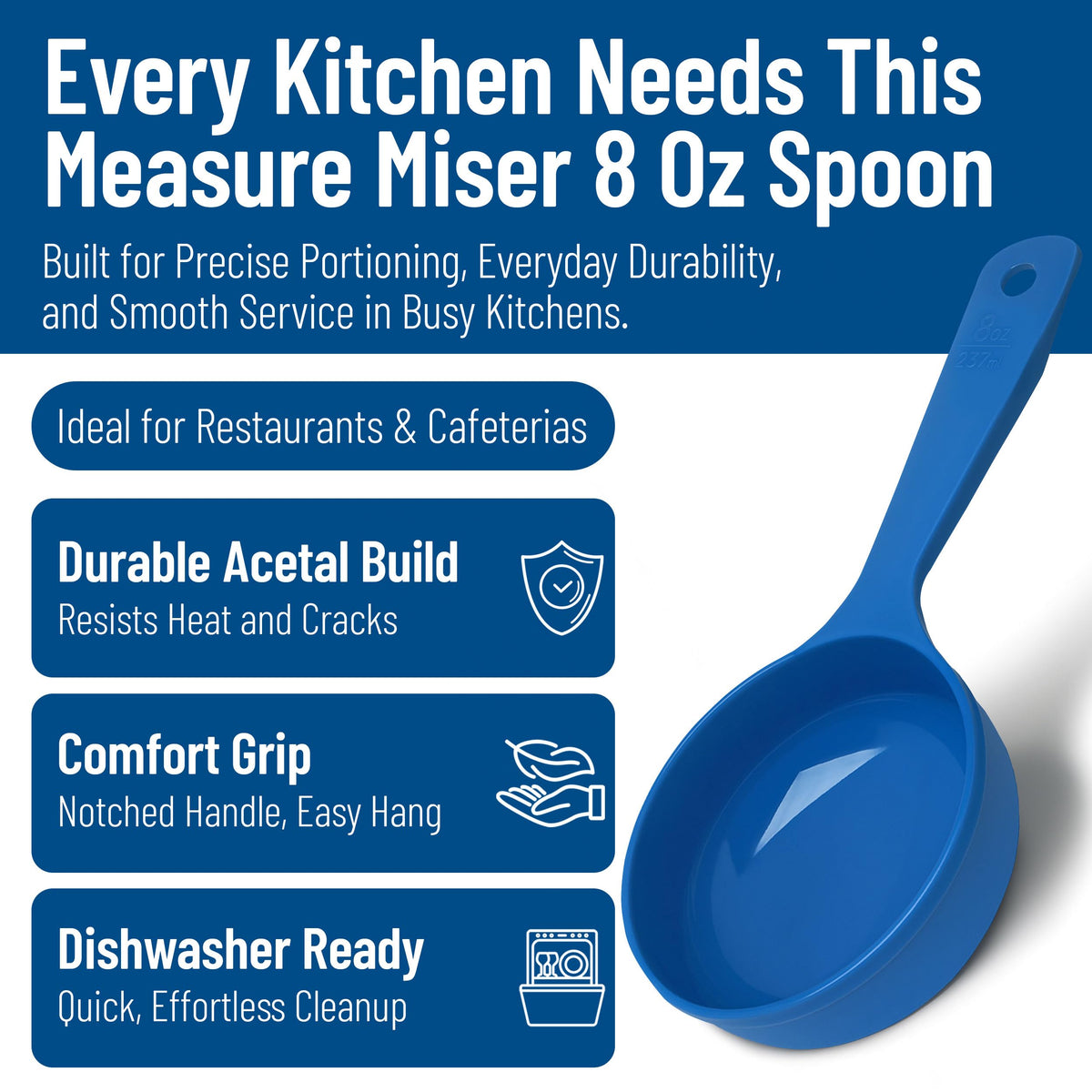 Carlisle FoodService Products 8 Ounces / Blue / Flat Cooking Spoons