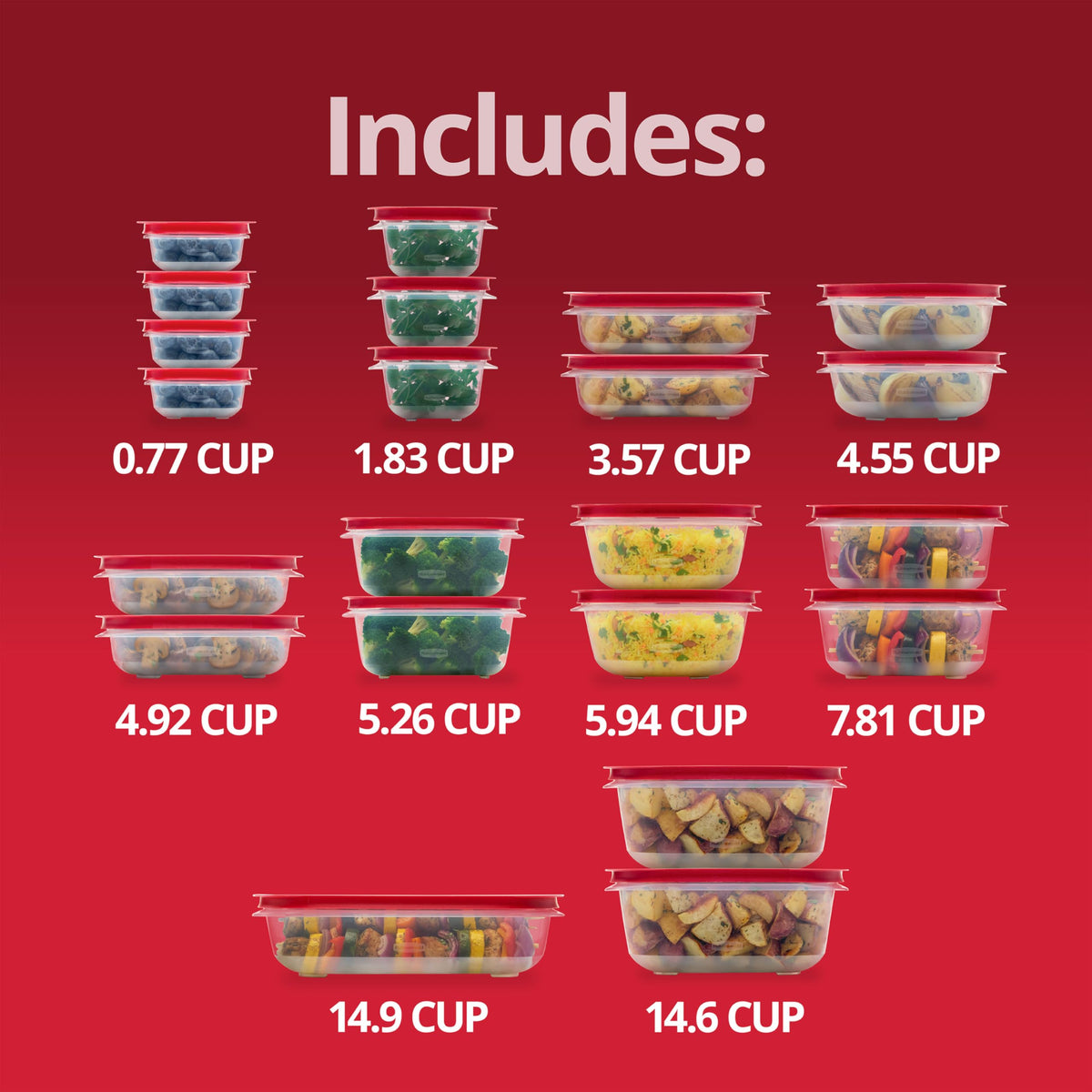 EasyStore Containers by Rubbermaid – 44-Piece, 4.92 cups, Plastic, Easy Store, Pack of 24
