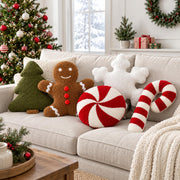 Memorywuu Christmas Throw Pillow Set, 5 Pack, Gingerbread and Tree Design