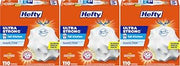 Hefty Ultra Strong 13 Gallon Trash Bags, Tall Kitchen Trash Bags 13 Gallon Size, Drawstring Closure, Continuous Odor Control, White, Unscented, 110-Bags (Pack of 3)