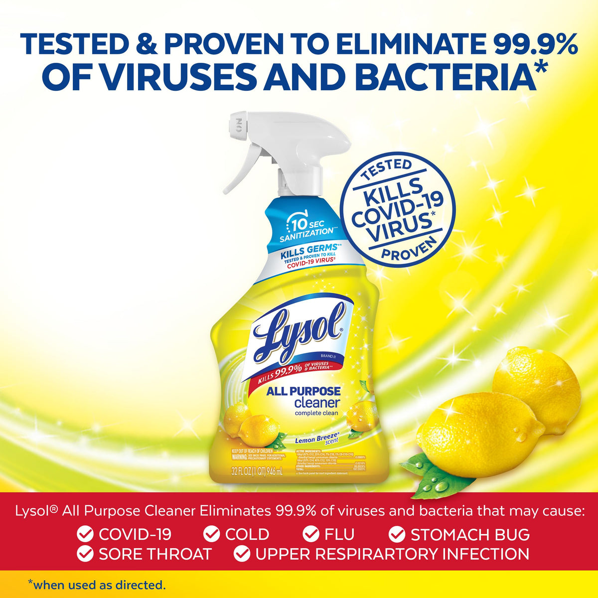 Lysol 32 Fl Oz (Pack of 4) / Lemon Breeze / 1 All-Purpose Cleaners