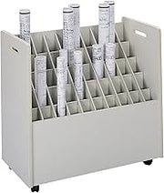 Safco Wood and Laminate Mobile Roll File Cart, Document and Blueprint Holder, 50 Compartment, Rolling Organizer Cart for Architectural Drawings, Construction Plans and Map Storage