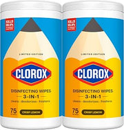 Clorox Disinfecting Wipes Back to School, Bleach Free, Crisp Lemon, 75 Count, Pack of 2 (Package May Vary)