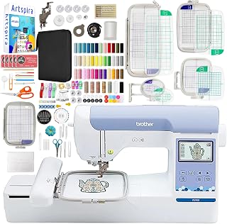 Brother PE900 5" x 7" Embroidery Machine with 5 Piece Embroidery Hoop Bundle & 230+ Accessory Kit