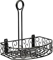 Winco 8 1/4" Black Oblong Wire Condiment Caddy | Straight back, Restaurant service, Great for Condiments, Flatware and Table Service