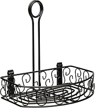Winco 8 1/4" Black Oblong Wire Condiment Caddy | Straight back, Restaurant service, Great for Condiments, Flatware and Table Service