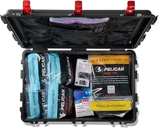 Prepare 4 Person Kit - Pelican 1650 Case with Redfora 72-Hour Kits for 4 People - Emergency Food Supply and preparedness kit (Black/Red)