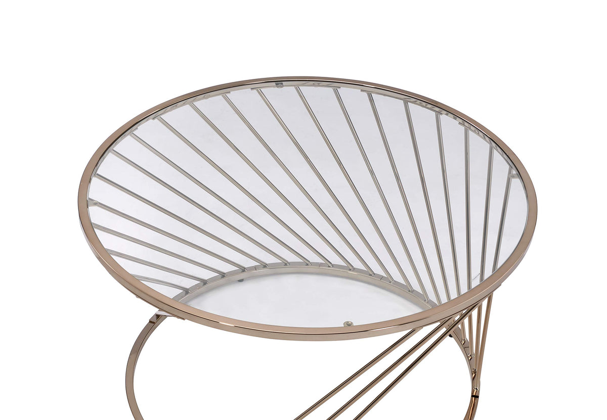 32" Clear Glass Top Coffee Table by VUSVAB – Metal, Champagne