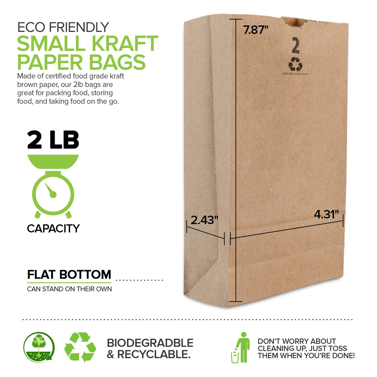 Stock Your Home 2 lb / Kraft Brown / 32.0 ounces Bags