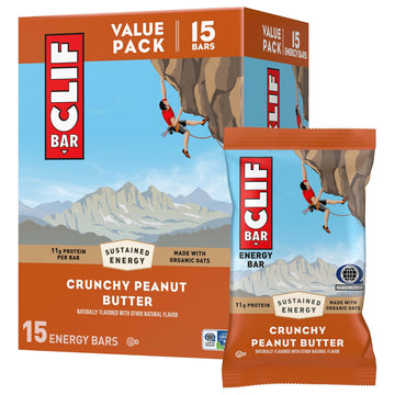 Protein Energy Bars by CLIF Bar – 15 Count, Crunchy Peanut Butter, Pack of 15