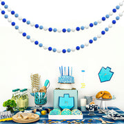 Partyprops Felt Ball Garland, 60 Balls, Blue Dark Blue White